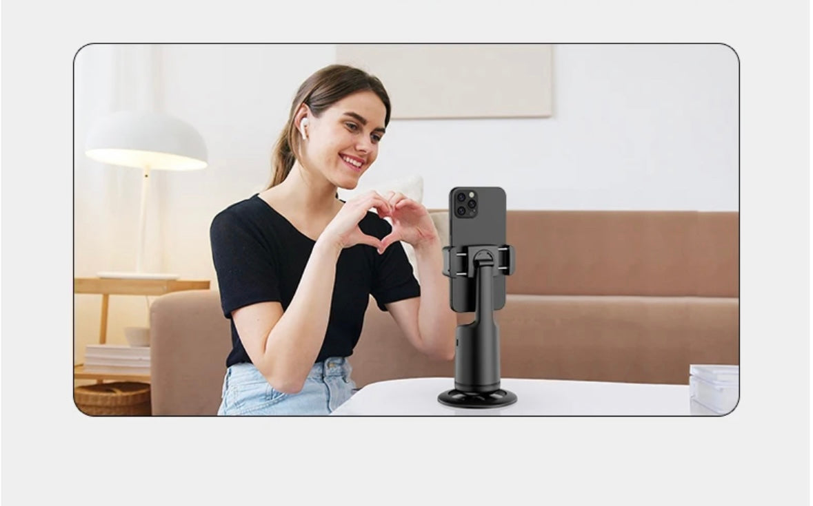 Gimbal Auto-Tracking Phone Holder Mount with AI Camera Black