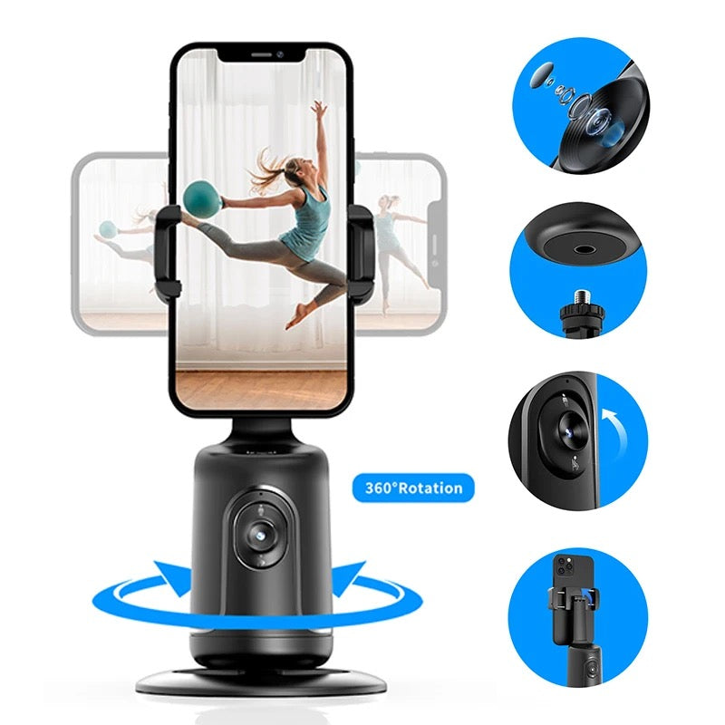 Gimbal Auto-Tracking Phone Holder Mount with AI Camera Black